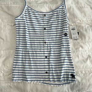 White and blue striped Abercrombie tank NWT